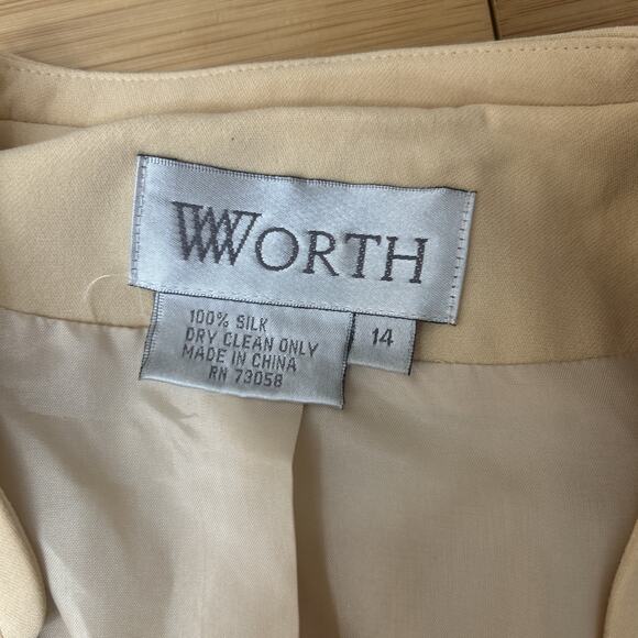 WORTH Yellow Silk Blazer Jacket Luxe Workwear Statement Piece Minimalist Sz 14 - Picture 4 of 4